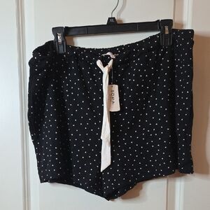 Soma Black Shorts with White Heart Polka Dots and Tie